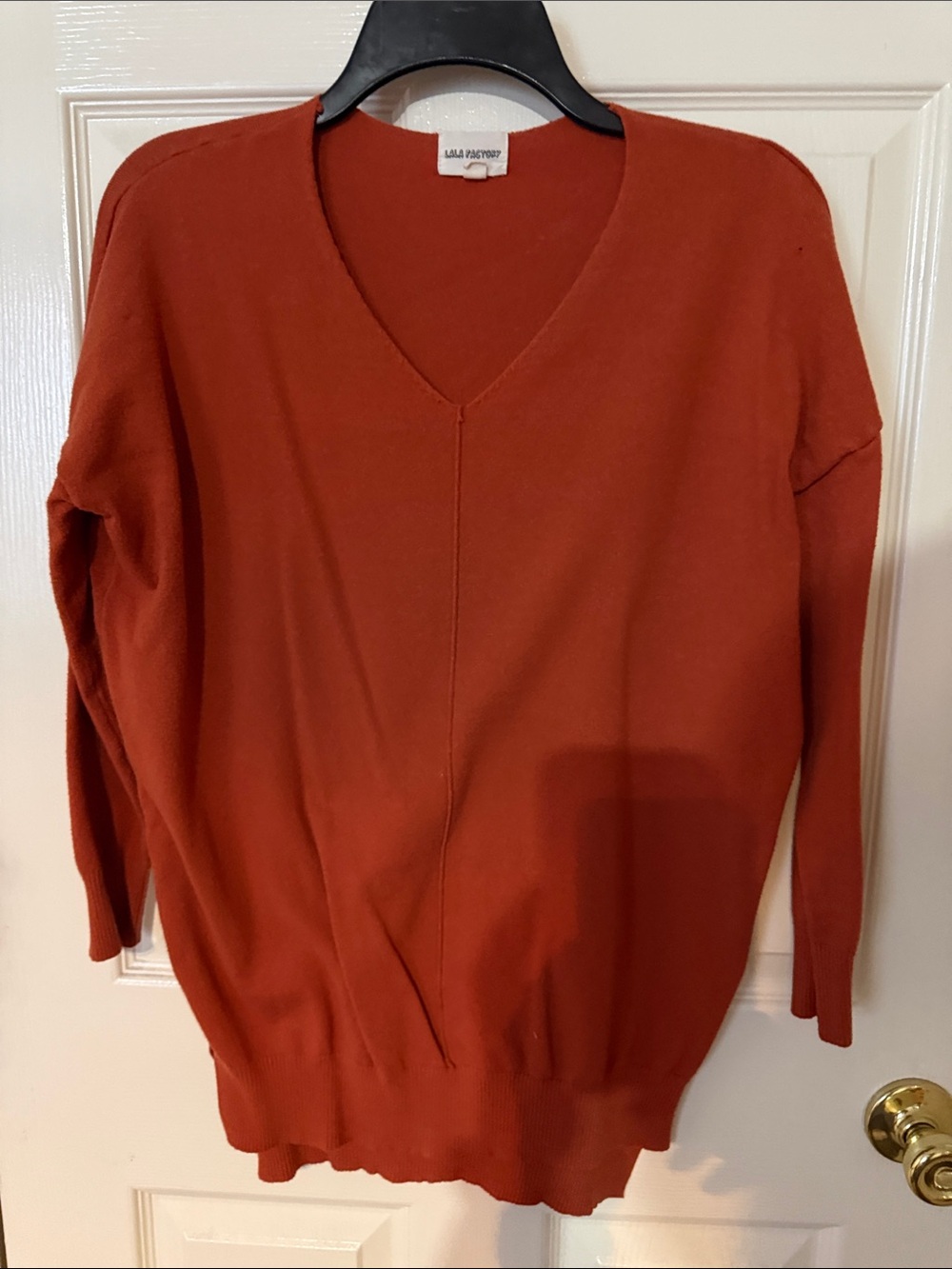 Lala Rust V-Neck Sweater